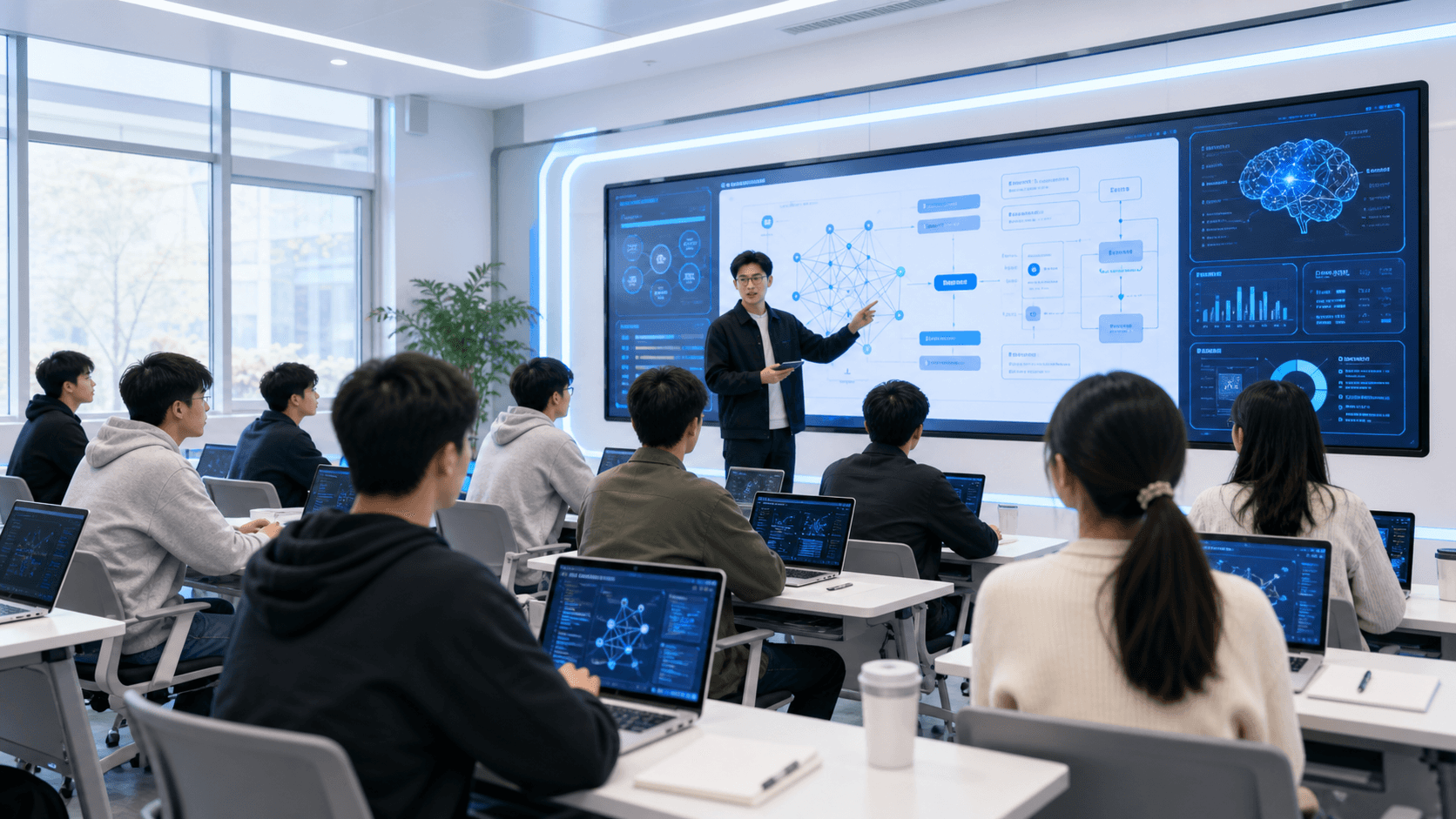 学院课堂中学员正在学习 AI 课程服务